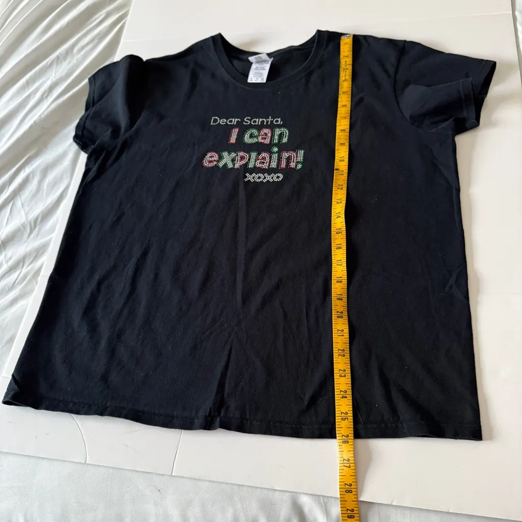 Women's / Unisex XL Rhinestone T-shirt " Dear Santa I Can Explain XOXO Christmas - Image 5