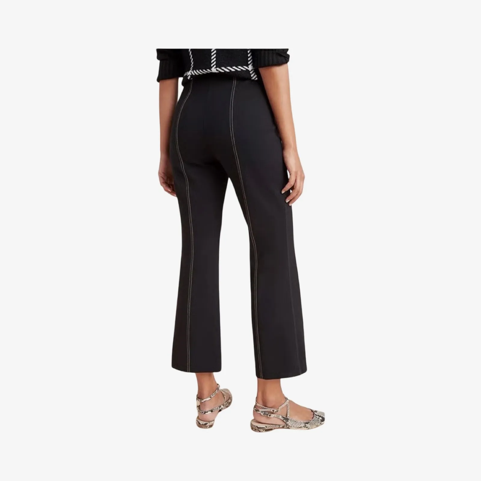Anthropologie Essential Crop Flare Pants Black Stretch Knit Size S NWT - Image 7