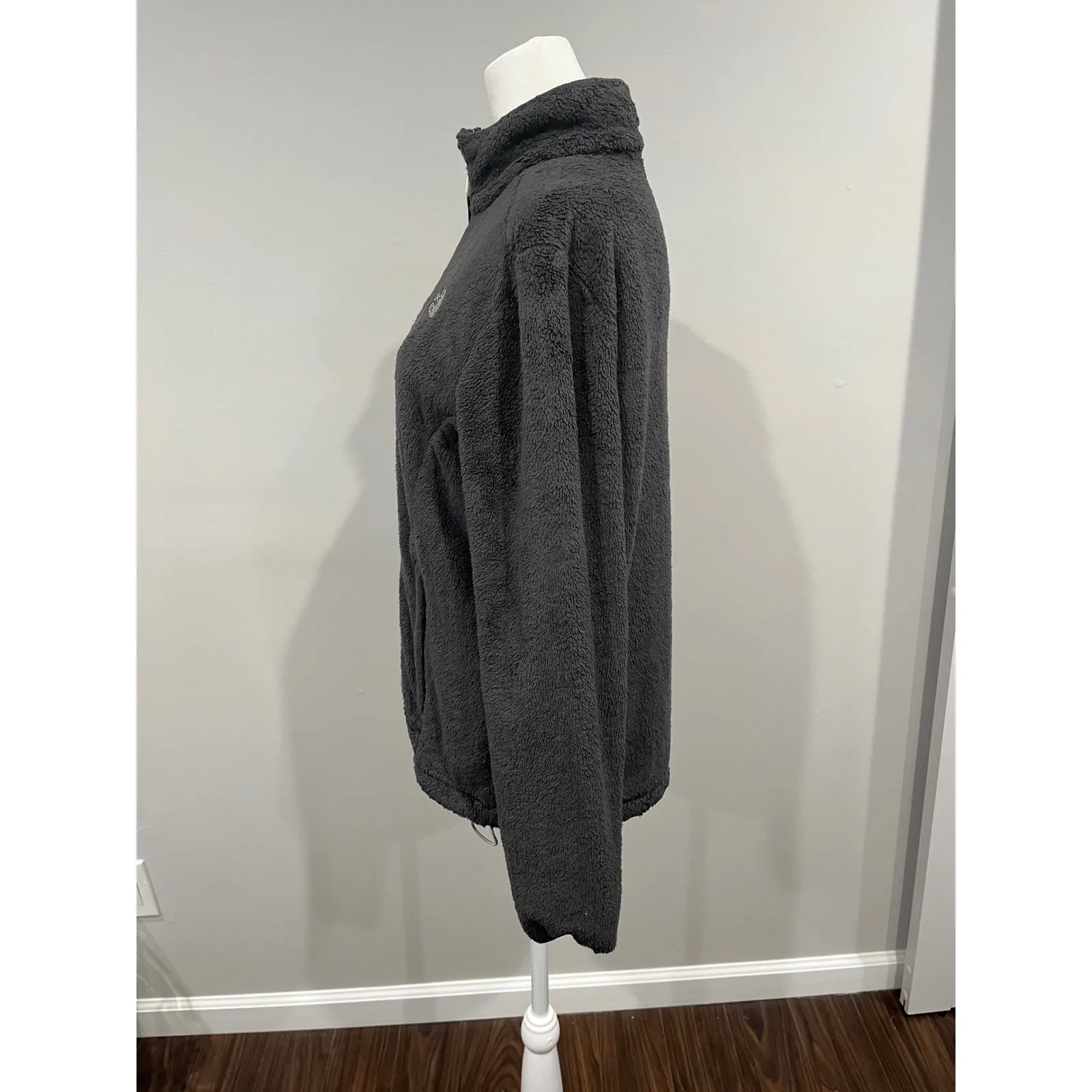 The North Face Womens Fleece Jacket Gray Zip Up Fuzzy Sherpa Warm Size M - Image 4