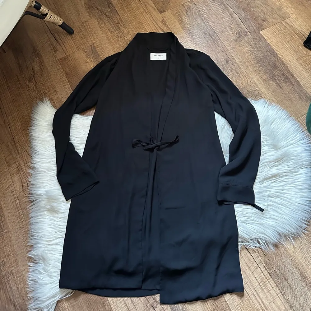 Aritzia  Babaton Black Long Sleeve Mini Wrap Dress In Black - Image 2