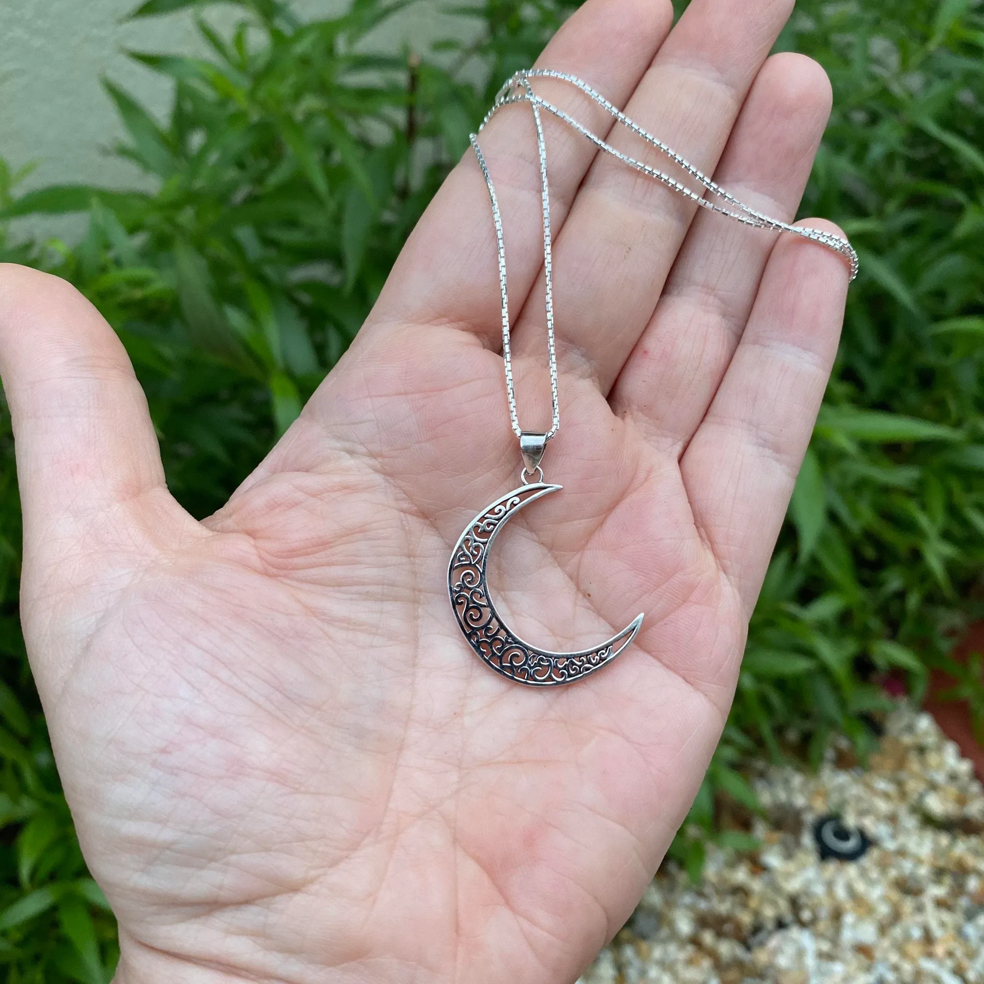 Crescent Moon Sterling Silver Celtic Necklace - Image 3