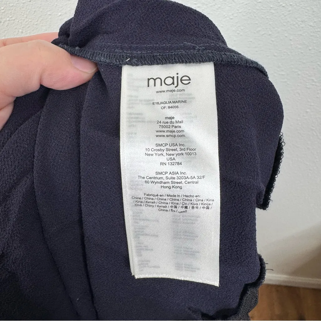 Maje Navy Tiered Black Lace Trim Skirt Size 1/Small - Image 5