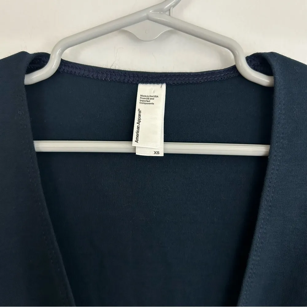 American Apparel Dark Blue Deep V-neck Long Sleeve Mini Dress Size XS - Image 4