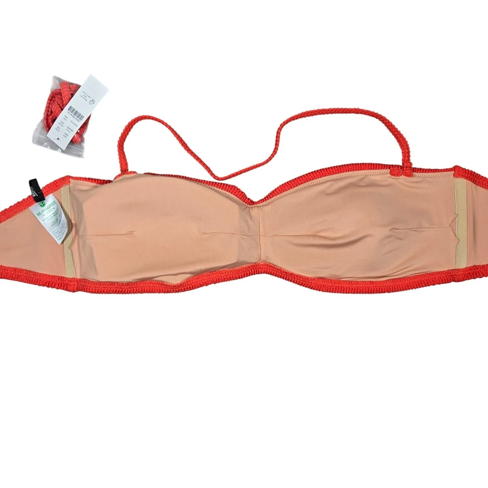 J Crew Swim‎ Red Textured Bandeau Bikini Top Swimsuit XXL - Image 4