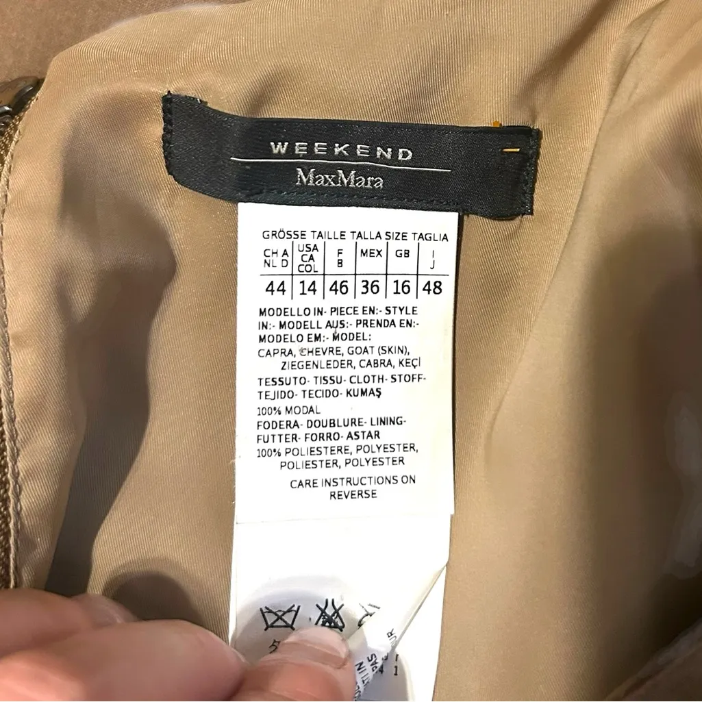 Max Mara Suede Sleeveless Dress Size 14 US Tan Brown - Image 10