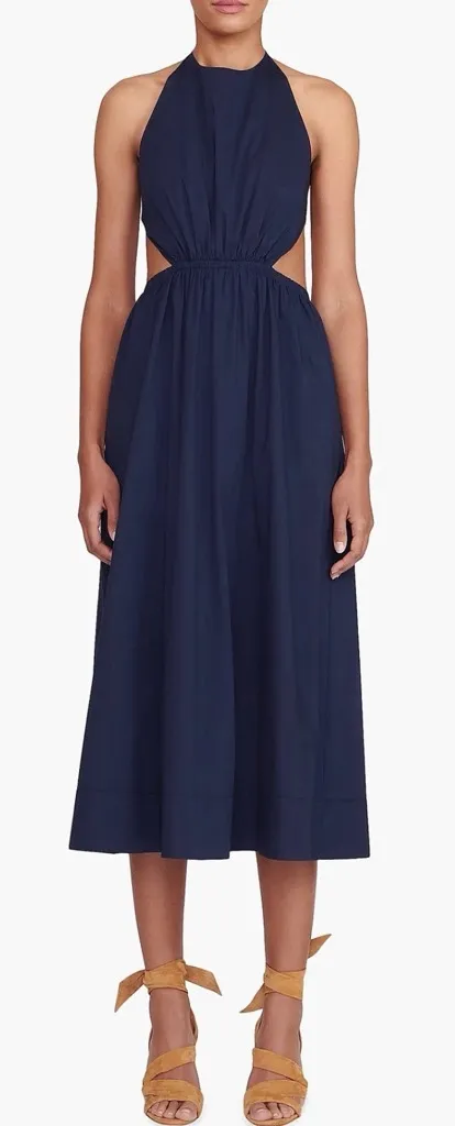 NEW Staud Vanessa Cut-out Maxi Back Tie Halter Dress in navy blue Size L - Image 1