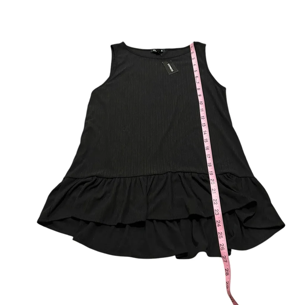 3/$15 EXPRESS black tank with ruffle at bottom - Image 2