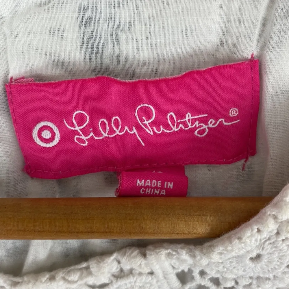 Lilly Pulitzer White Sleeveless Crochet Blouse Top S - Image 4