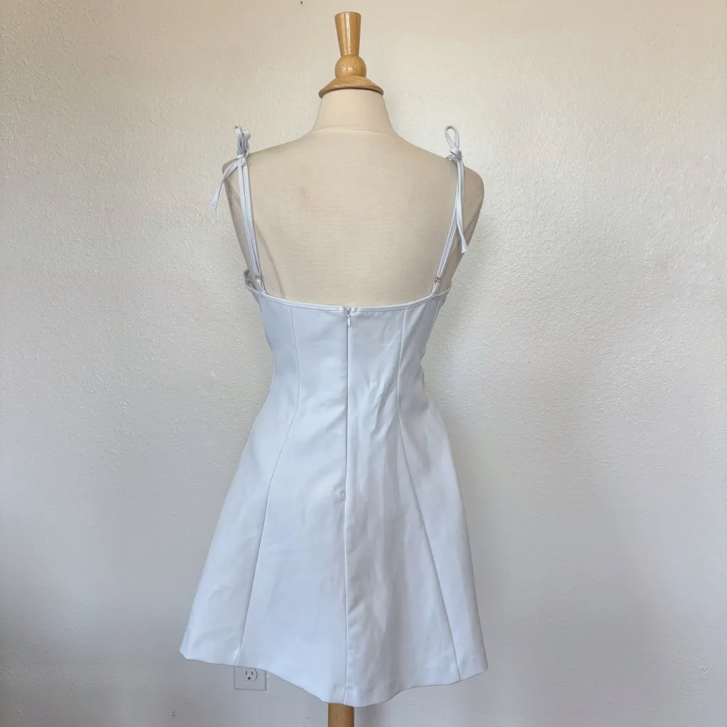 Zara Solid Light Blue V-Neck Sleeveless Mini Dress - Image 5