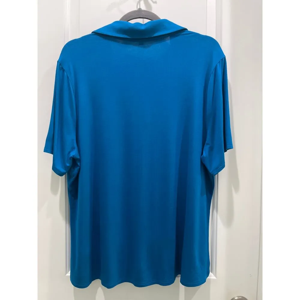 NWT Universal Standard Apero Liquid Jersey Polo Top in Ocean Sz M (18-20) - Image 7