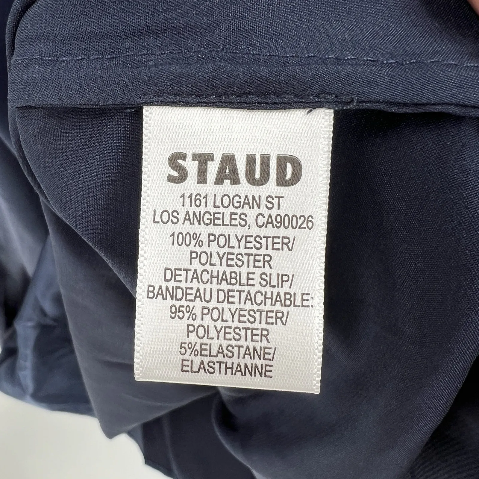 STAUD Midi Slip Dress Size Medium Satin Dark Navy Blue Cocktail Party Minimalist - Image 10