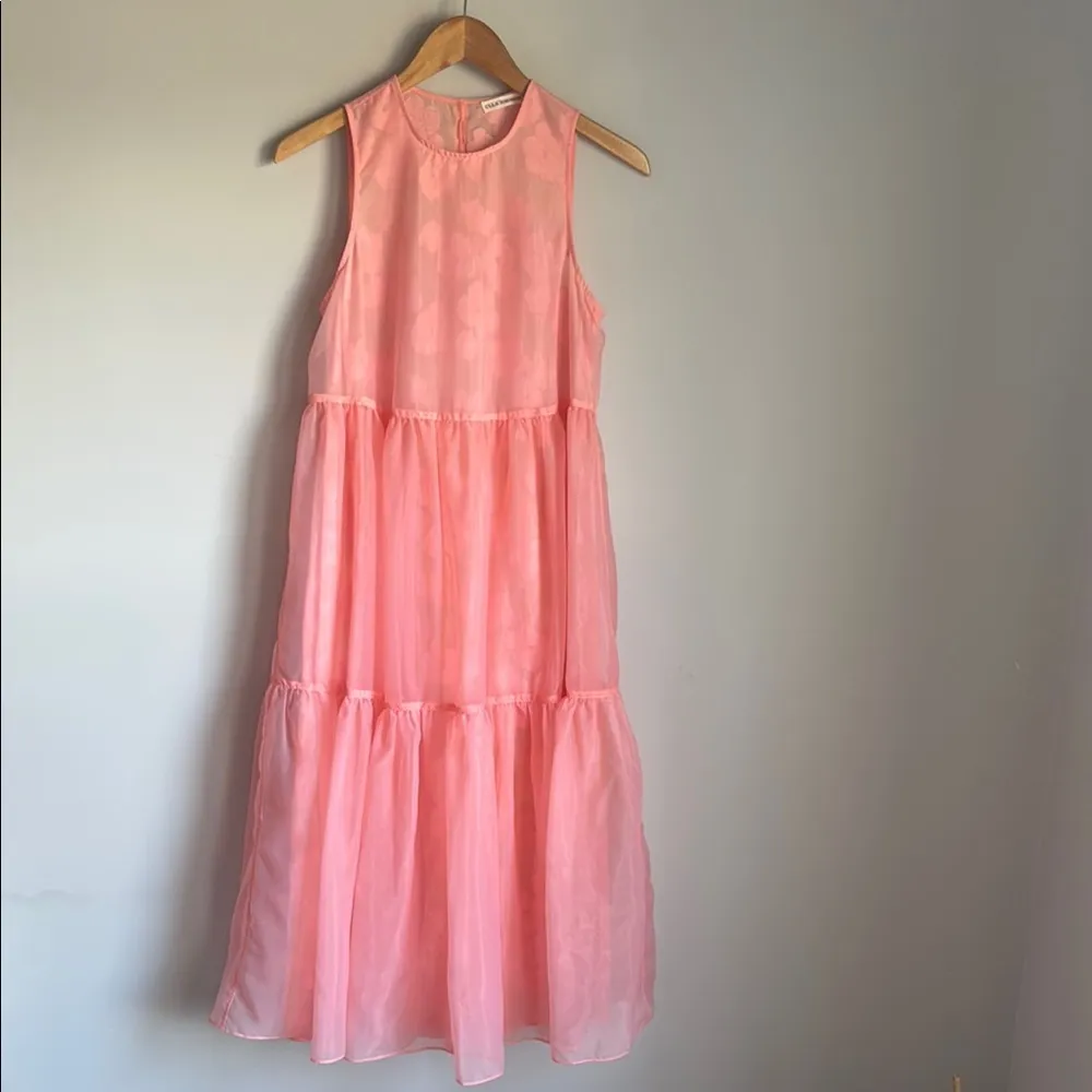 Ulla Johnson Polline Sheer Tiered Organza Midi Dress in bubblegum 6 - Image 2