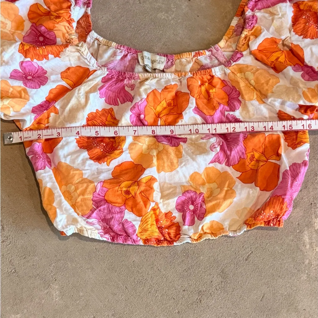 Cynthia Rowley Vibrant Floral Crop Top - Orange & Pink - Image 2