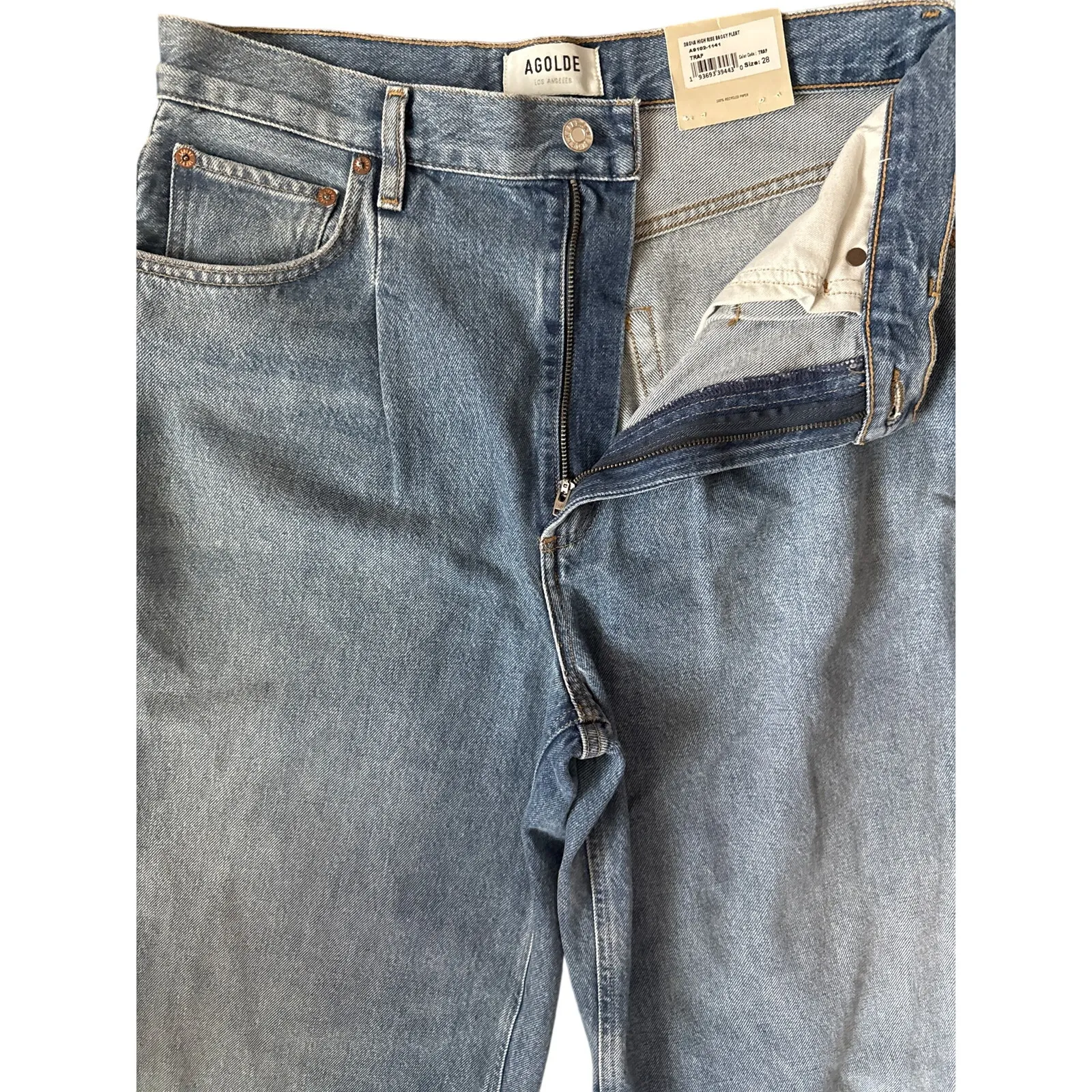 Agolde Dayna High Rise Pleat Baggy Jeans in Trap‎ Size 28 - Image 9