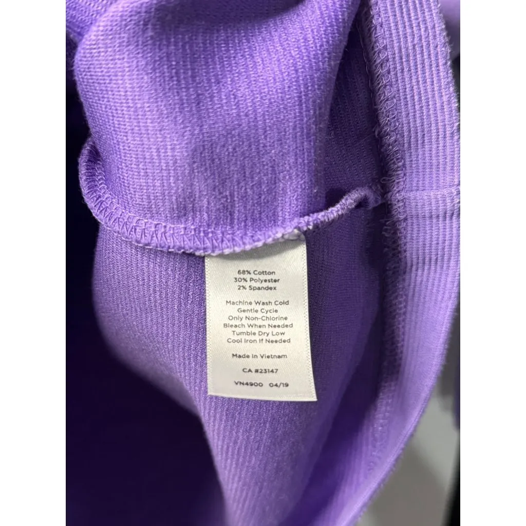 Talbots Women Small Purple Blouse Textured V-Neck Zip Back 3/4 Sleeve Casual Top - Image 5