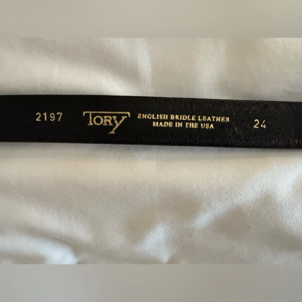 Tory Leather Black Gold Horsebit Equestrian Waist Belt Size 24 - Image 5