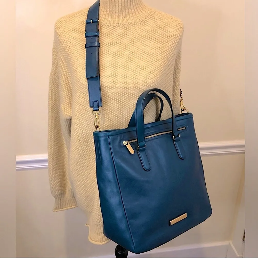 MARC JACOBS Turquoise Leather Top Handle Crossbody Tote Gold Hardware LUNA - Image 11