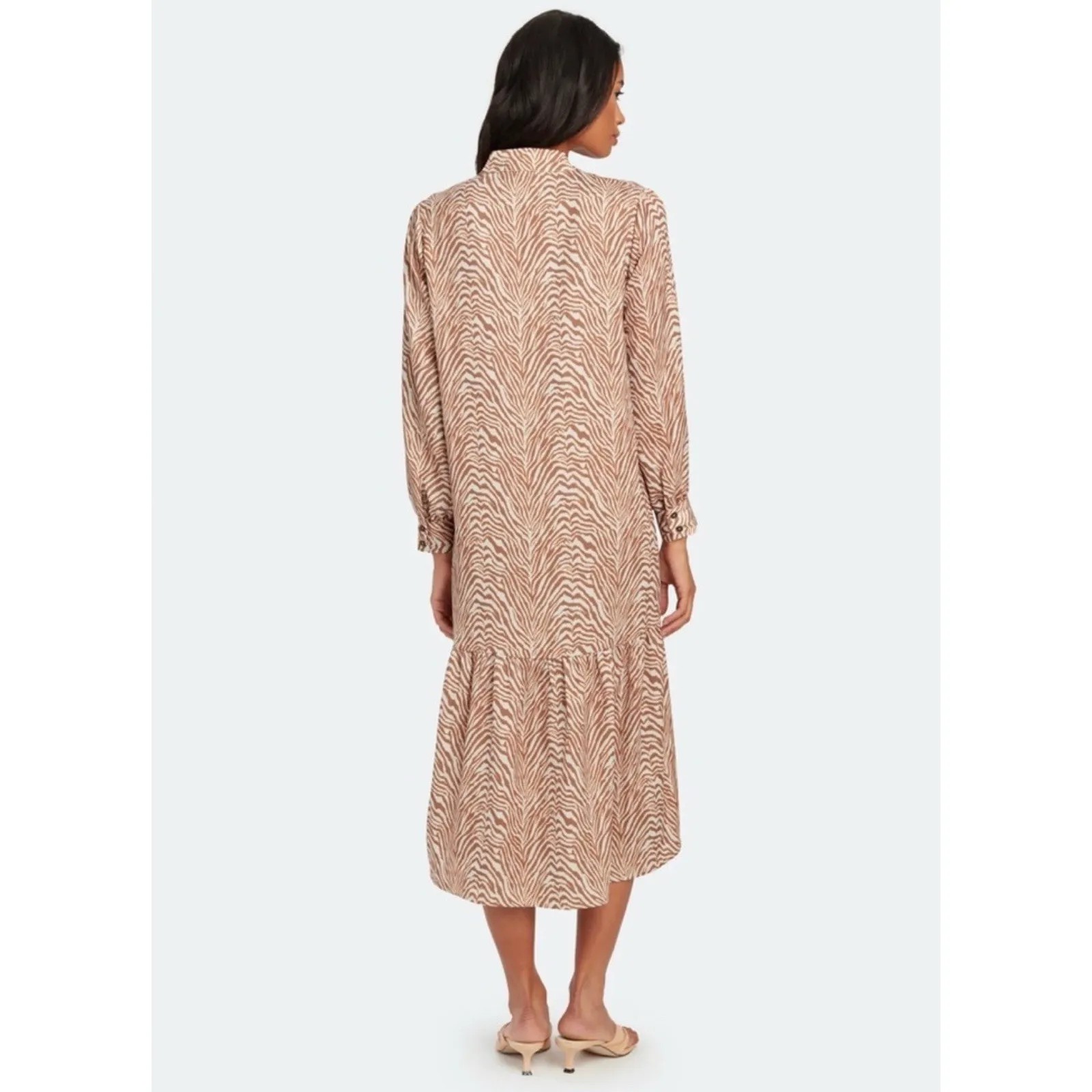 NEW Norr Dress Size‎ XS Animal Zebra Print Quiet Luxury Minimalist Modest Office Tan - Image 2