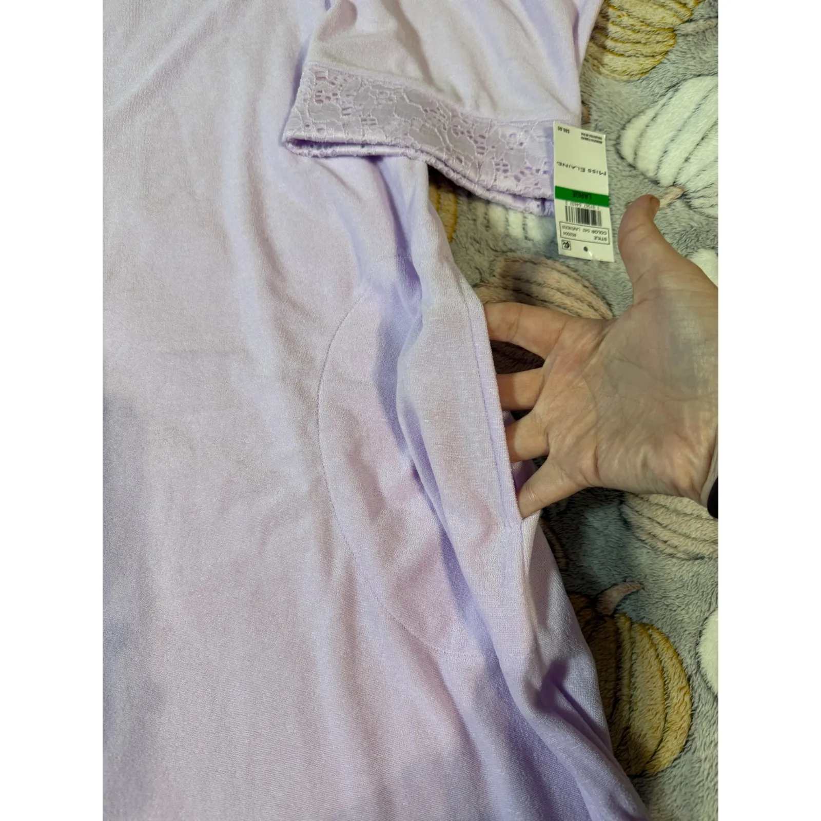 NWT‎ Miss Elaine Size Large Lavender Purple TERRY SHORT ROBE Cozy Comfort Gift - Image 5