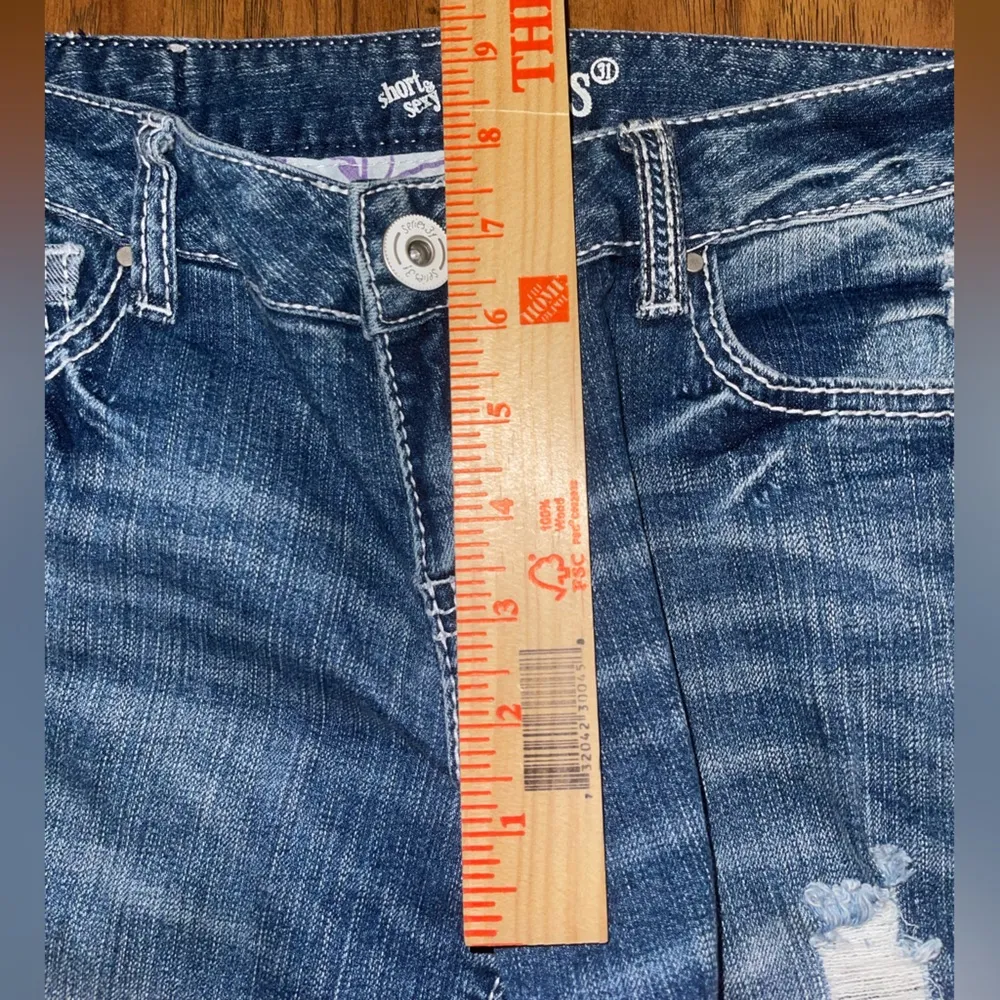 Low rise Blue Flare Wide Leg Jeans with Distressed Details Y2K - Image 4