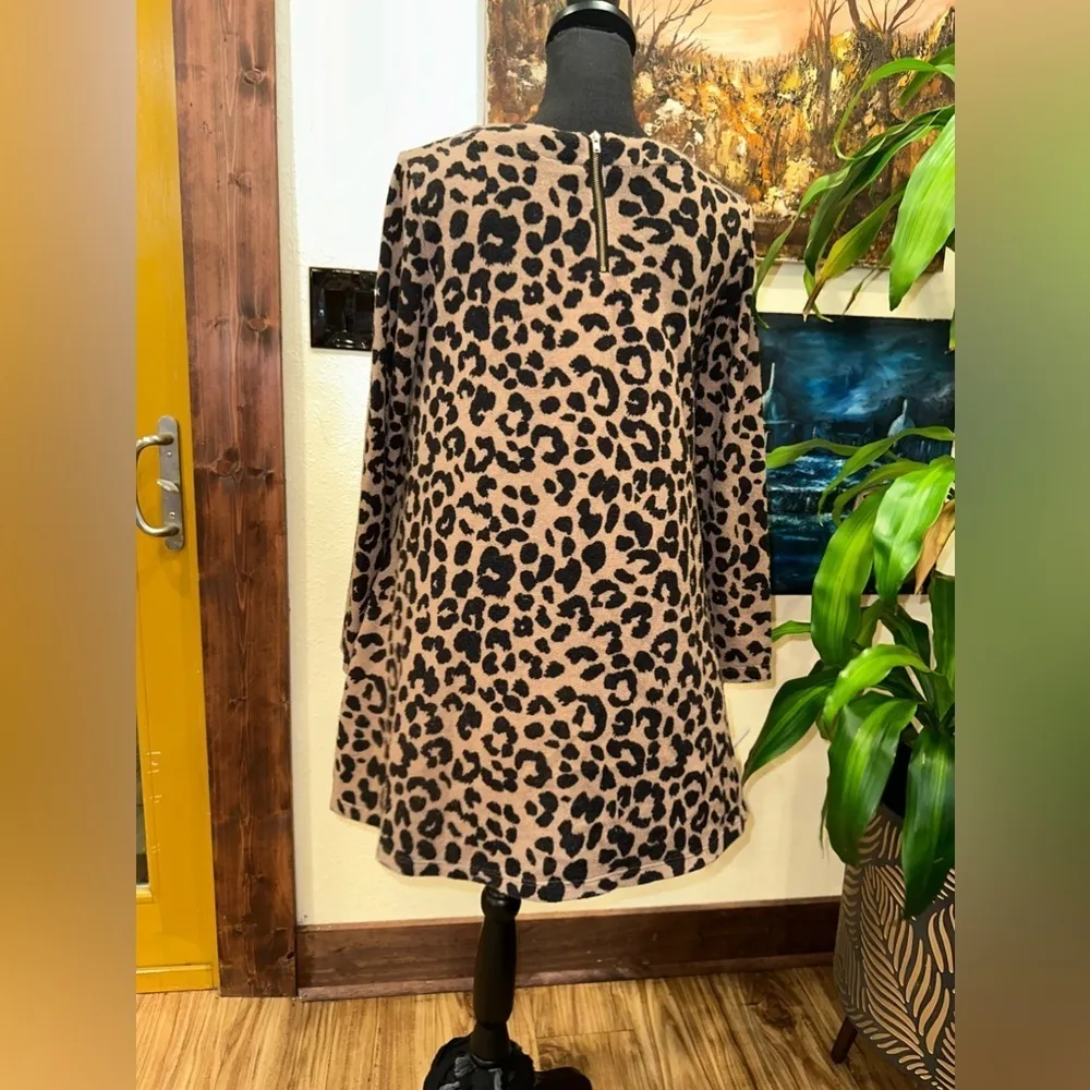 Peach Love California Animal Print Mini Babydoll Dress Medium - Image 4