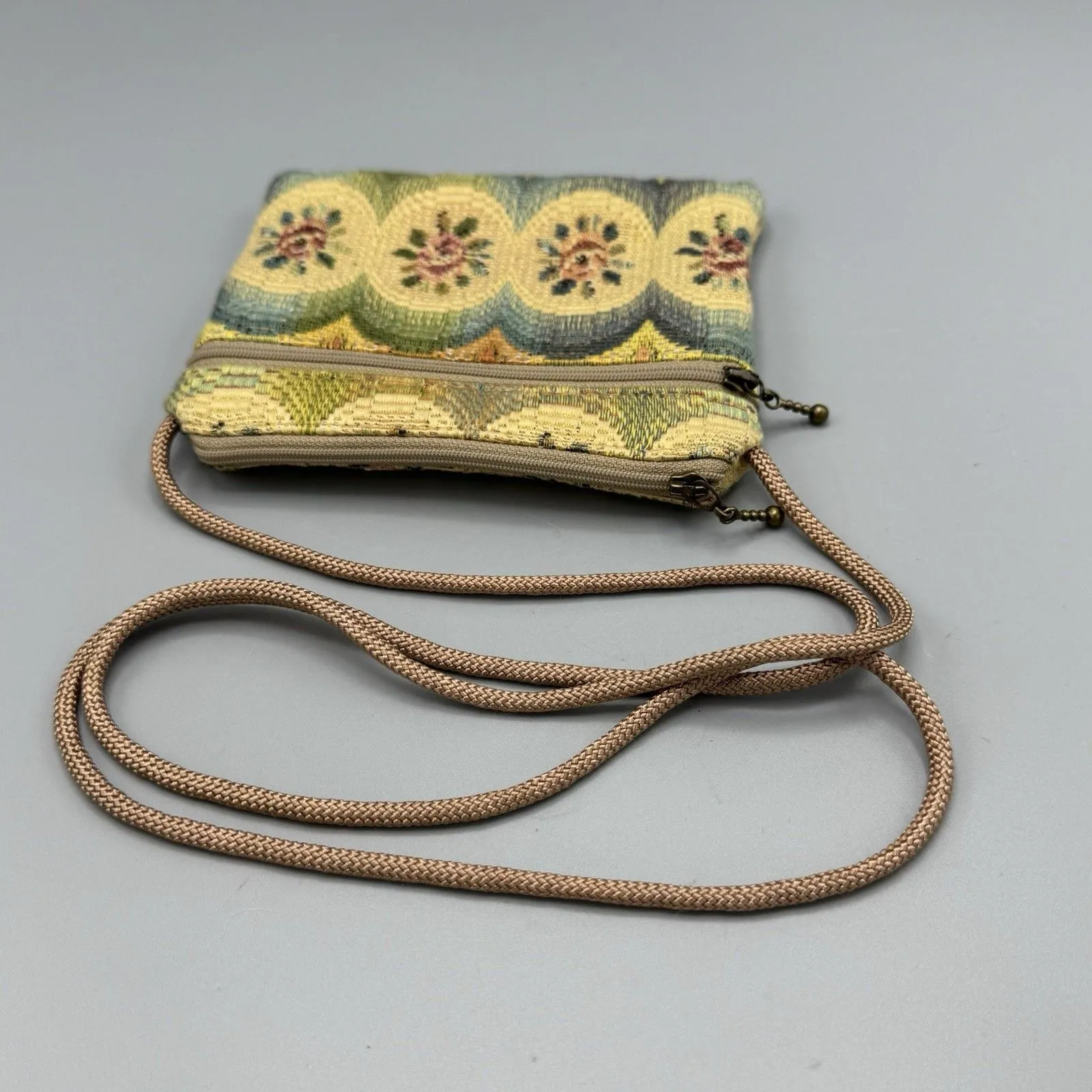Vtg Bettz Designs Woven Floral Crossbody Purse Zipper Pouch Cottagecore USA Size 0 - Image 9