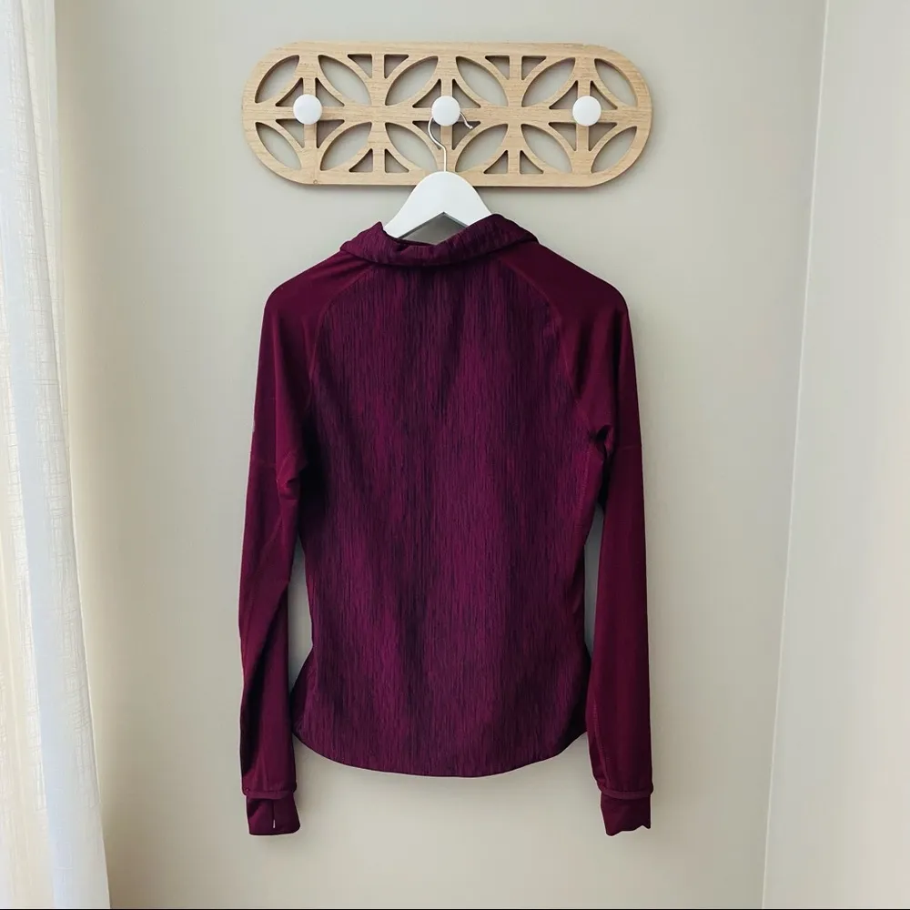 Adidas Quarter Zip Pullover Top Maroon Sz Small - Image 7