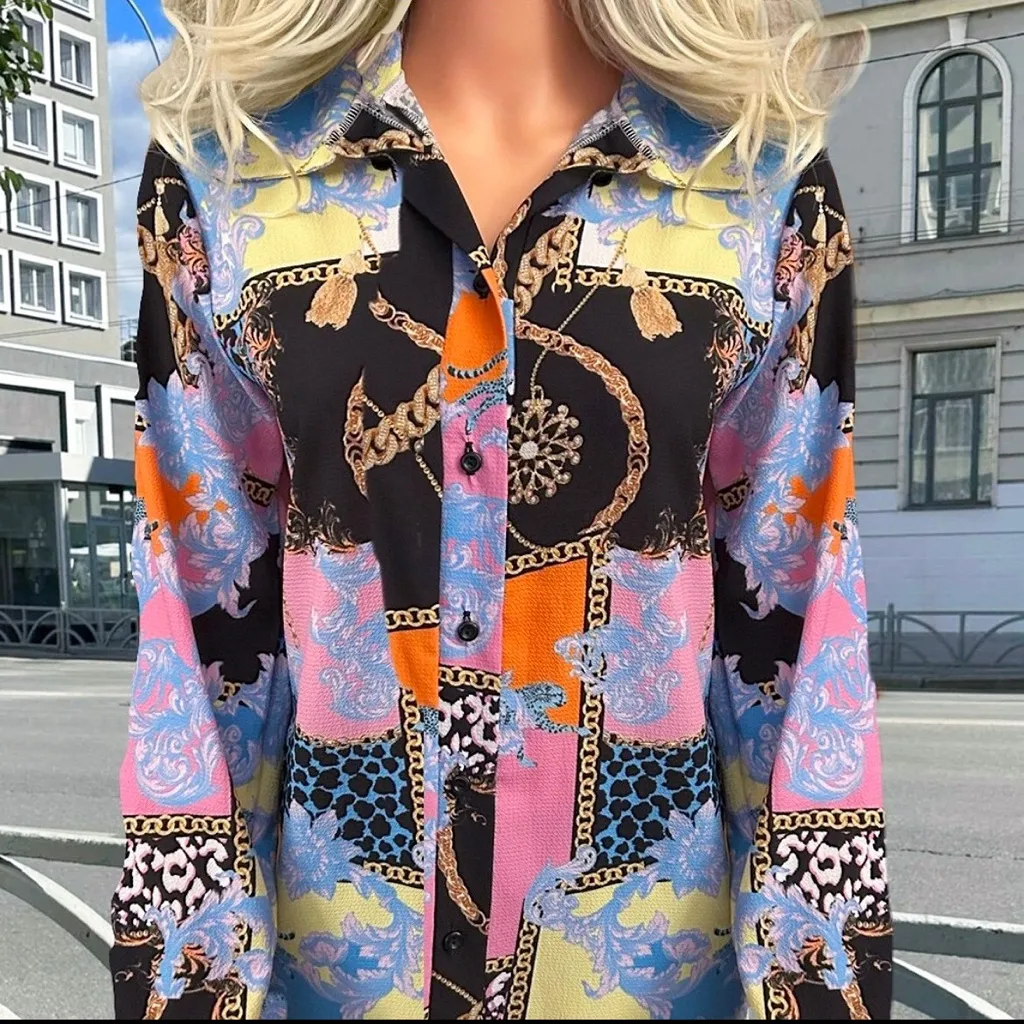 PLT Patchwork Print Button-Up - Image 2