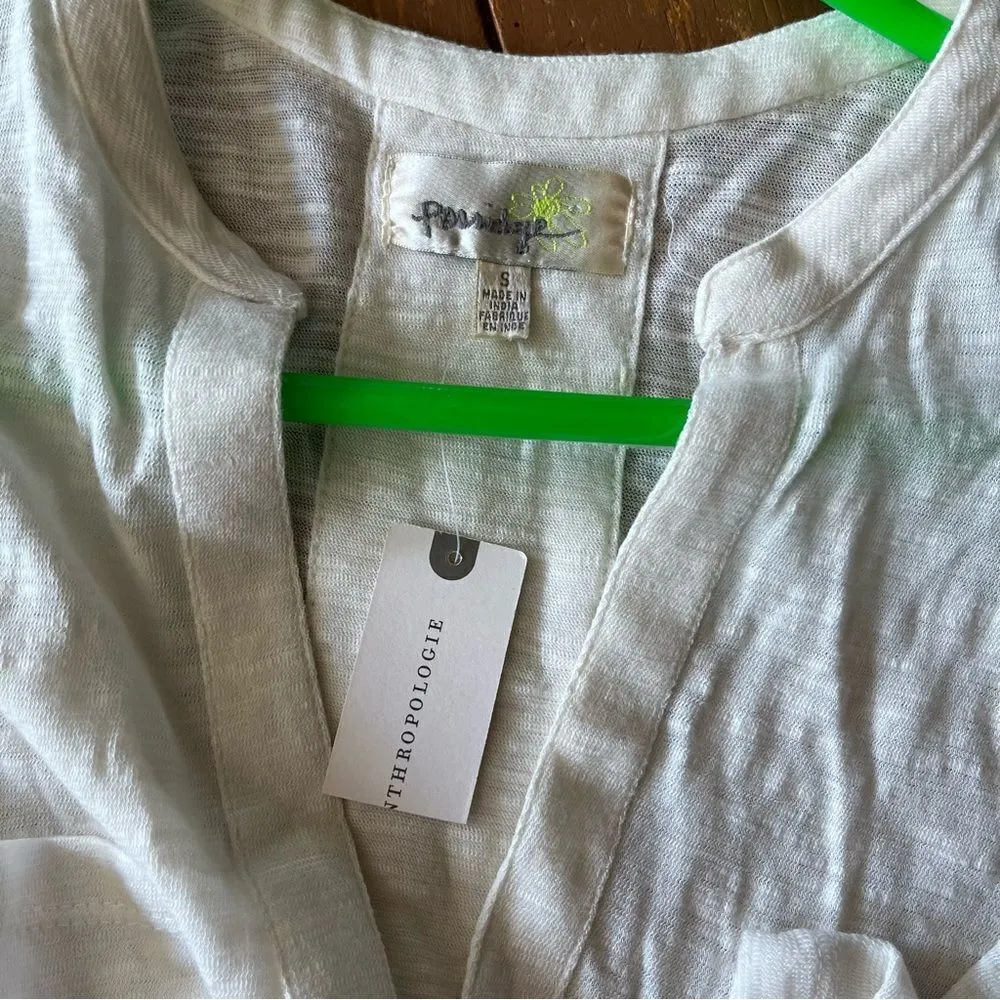 Anthropologie Porridge Odette Top Ivory Deep V-Neck Short Sleeves NWT - Image 4