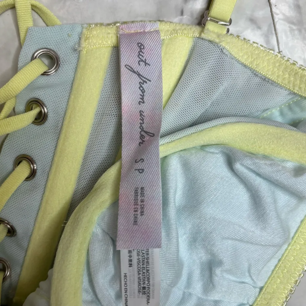 Urban outfitters out from under UO Modern Love Ruched Pastel Corset blue small - Image 4