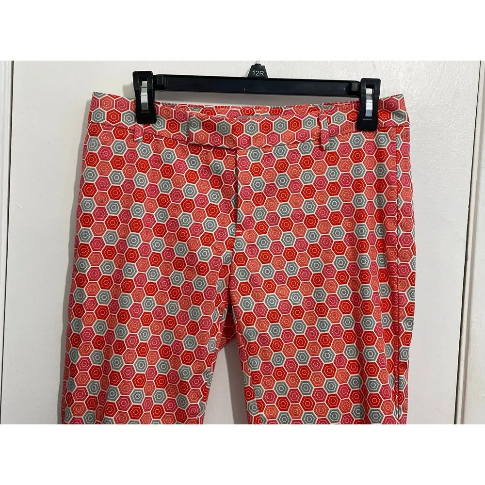 Gap Slim Cropped Pants Size 4 Low Rise Orange Geometric Preppy Country Club - Image 3