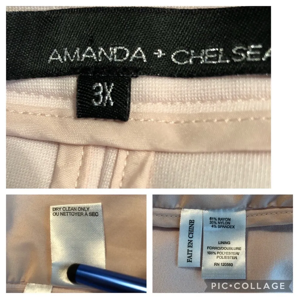 Amanda & Chelsea Blazer Ponte Knit Cutaway Pink 3X Collarless One Button Pastel - Image 13