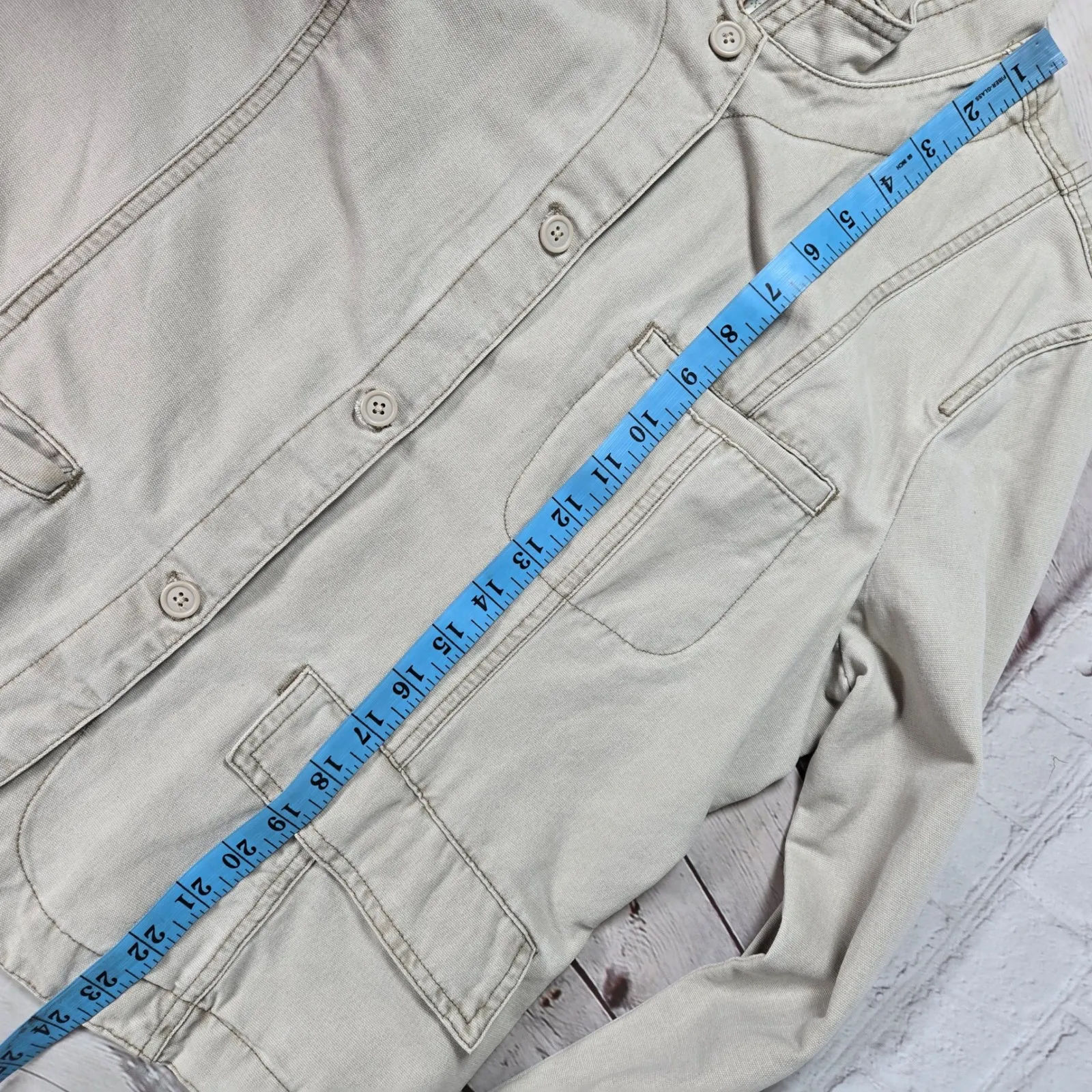 Mossimo‎ XXL Beige Cotton Jacket Button Front Pockets Casual Utility - Image 7