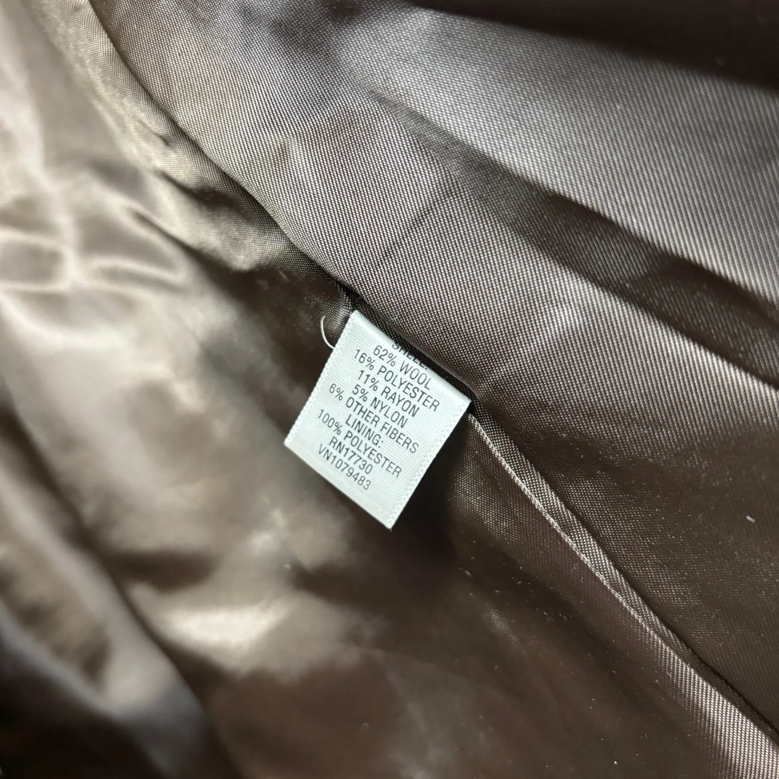 VTG Mossimo Womens Brown Wool Blend Coat M Snap Front Earth Tone Academia Y2K - Image 5