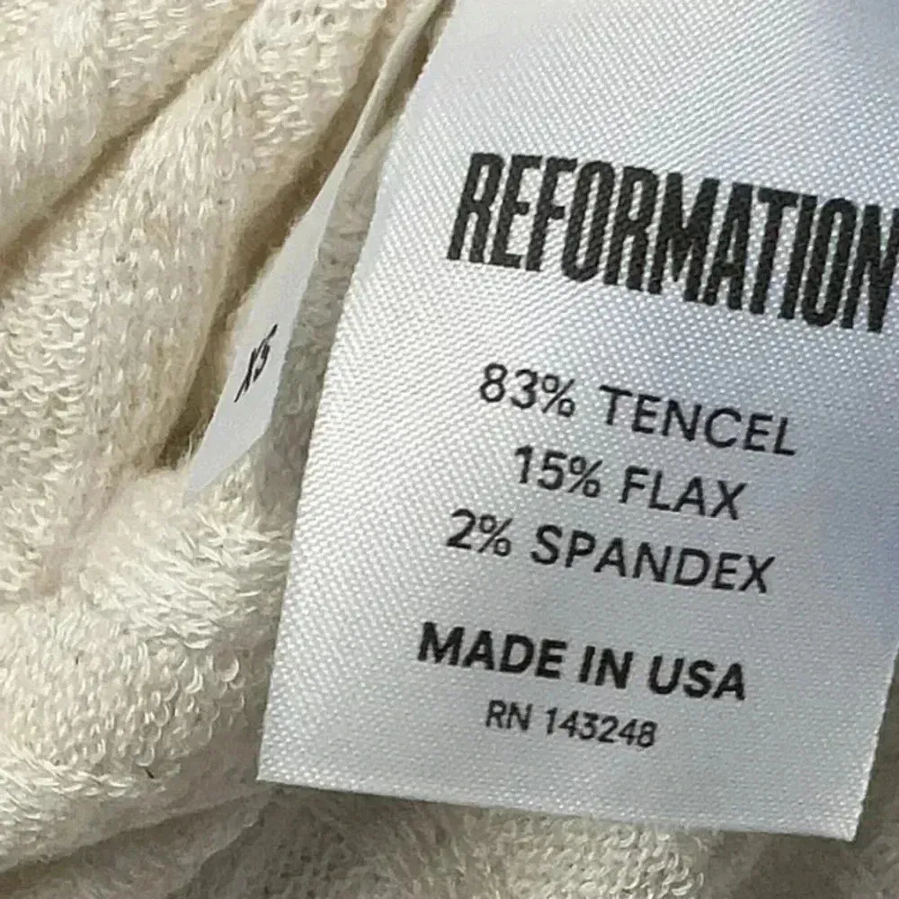 Reformation Portland Off Shoulder Dress Cream Ribbed Women’s Size XS - Image 7