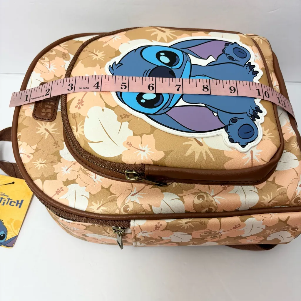 Disney Stitch Floral Backpack‎ Brown,Tan, Fall Halloween New Blue - Image 8