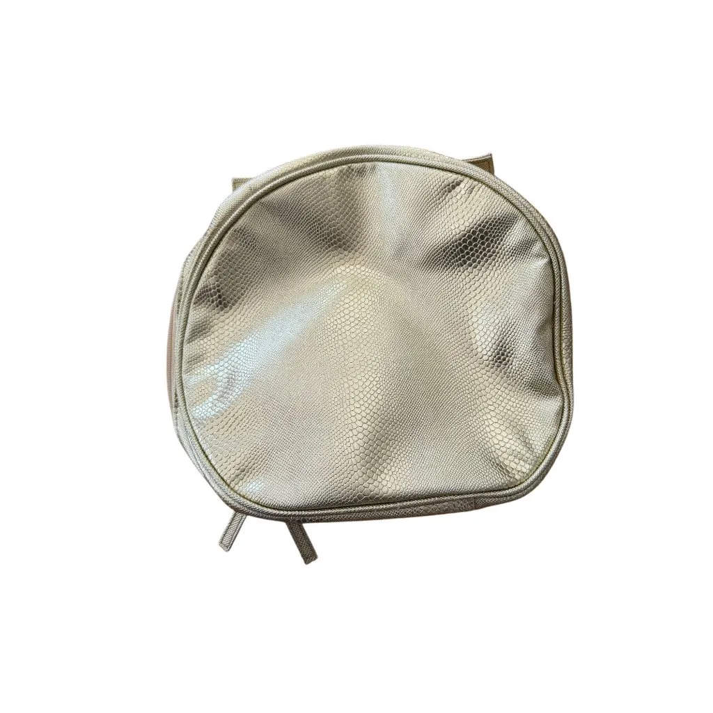 PALOMA PICASSO Gold Clear Round Travel Cosmetics Makeup Case Bag - Image 2