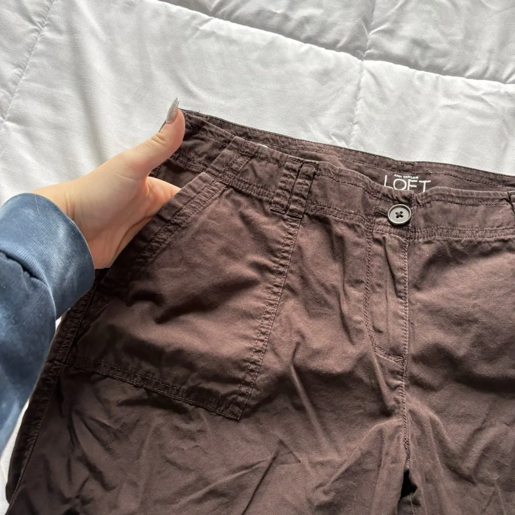 Vintage 90s Y2K Hip Hop Womens Size 10P Brown Capri Pants Casual 100% Cotton - Image 2