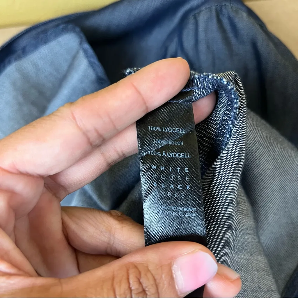 White House Black Market Denim Bell Sleeve Top - Image 8