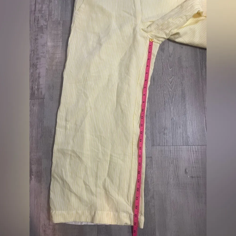 Loft. Size small wide leg linen yellow striped pants - Image 11