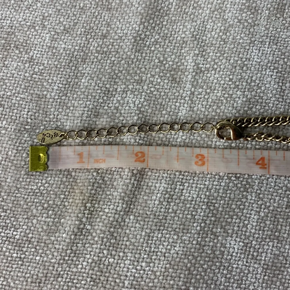 ETC! Faux Yellow Opal and Rhinestone Fringe Bib Necklace - Image 7