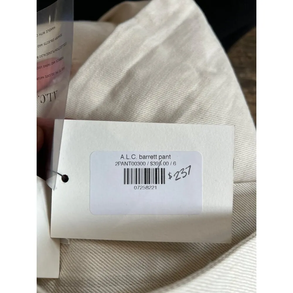 A.L.C. Barrett High Waist Wide Leg Cotton Linen Beige Cream Pant Size 6 - Image 7