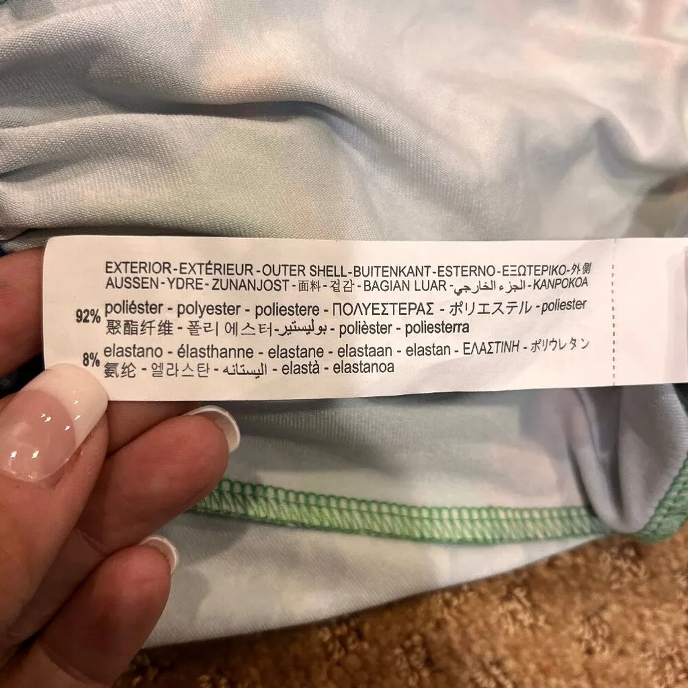 Zara One Shoulder Blue Green Tropical Floral Bodysuit SZ M Vacation Beach GNO - Image 12