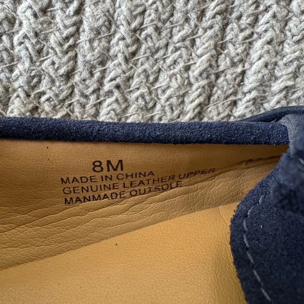 Talbots Navy Blue Suede Leather Tassel Flat Loafers Size 8 - Image 5