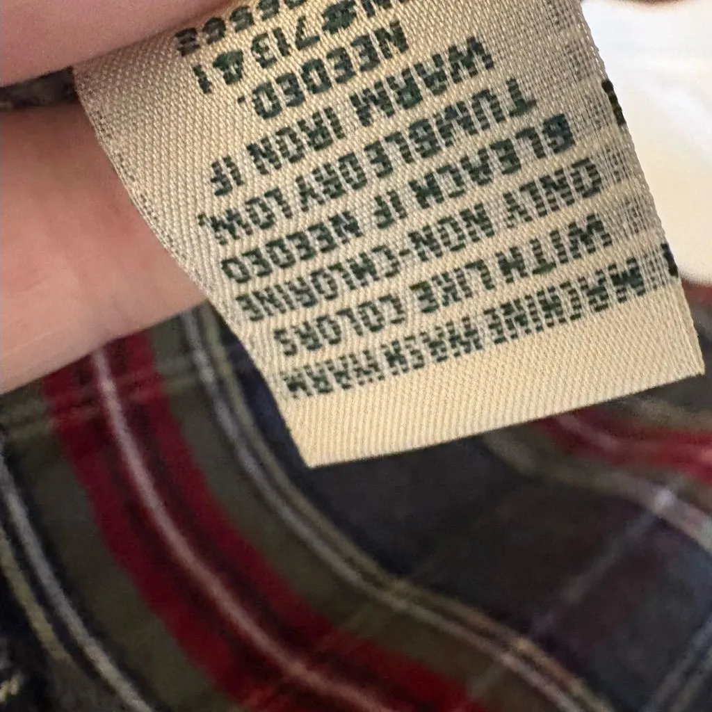 L.L.Bean Gray Red Plaid Flannel Button Down Shirt Classic Preppy Cabincore Large - Image 9