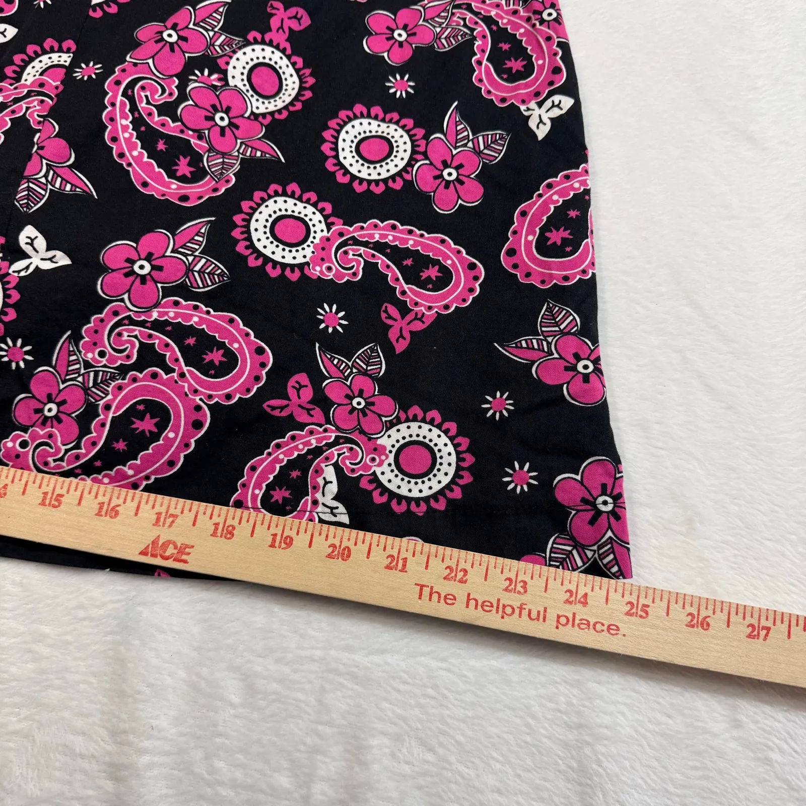 Metrostyle 10 Black Pink‎ Paisley Mini Skirt Y2K Mod Stretch Floral Print Pink - Image 8