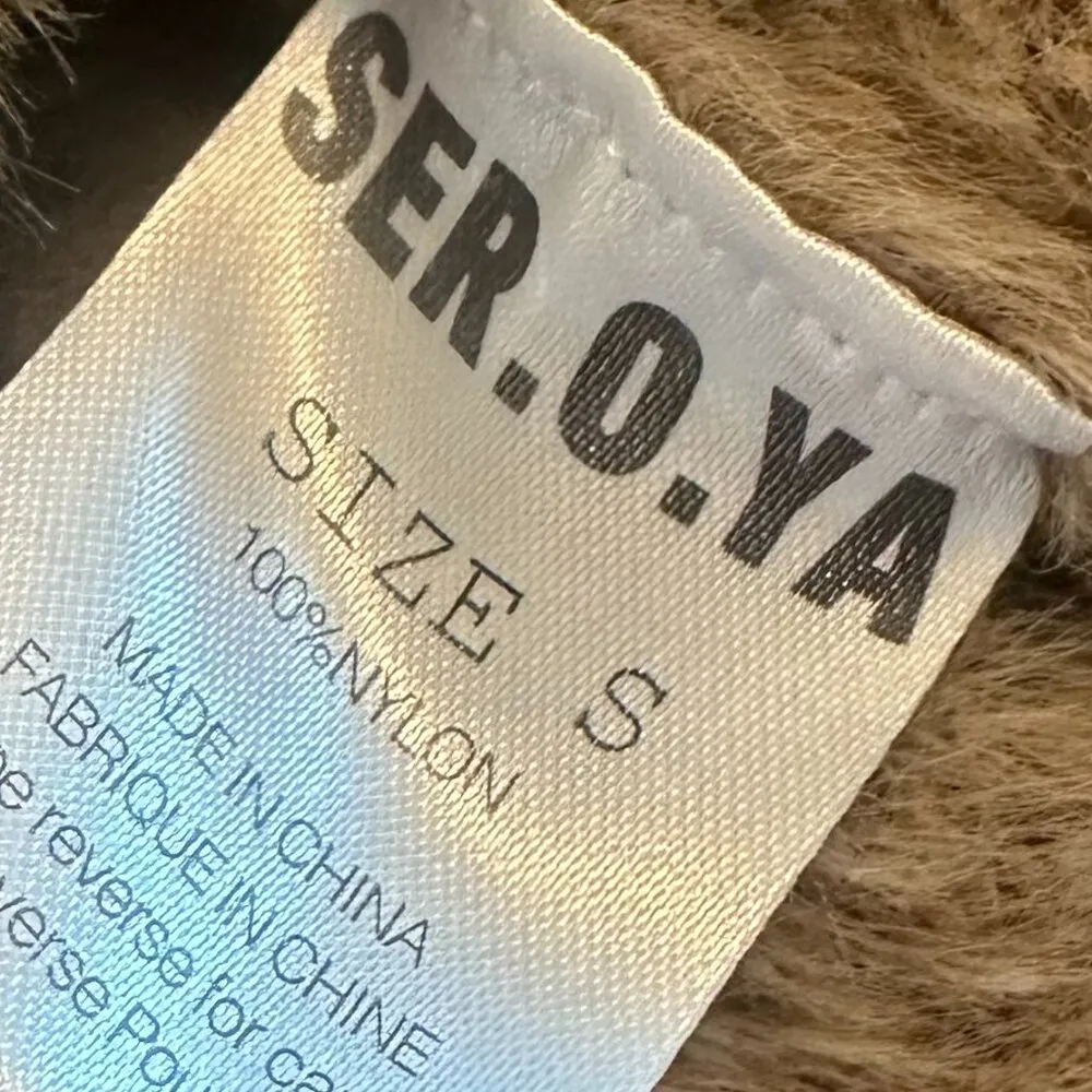 Ser.O.Ya. Tetra Fuzzy Skirt Soft Cozy Sweater Camo Print Mini Stretch Size Small Brown - Image 9