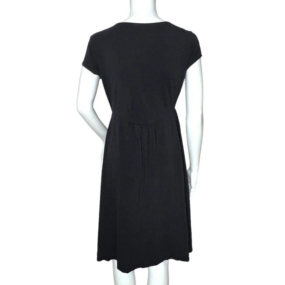 Garnet Hill Dress Women Small Black Jersey Knit Preppy Casual Neutral Minimalist - Image 3