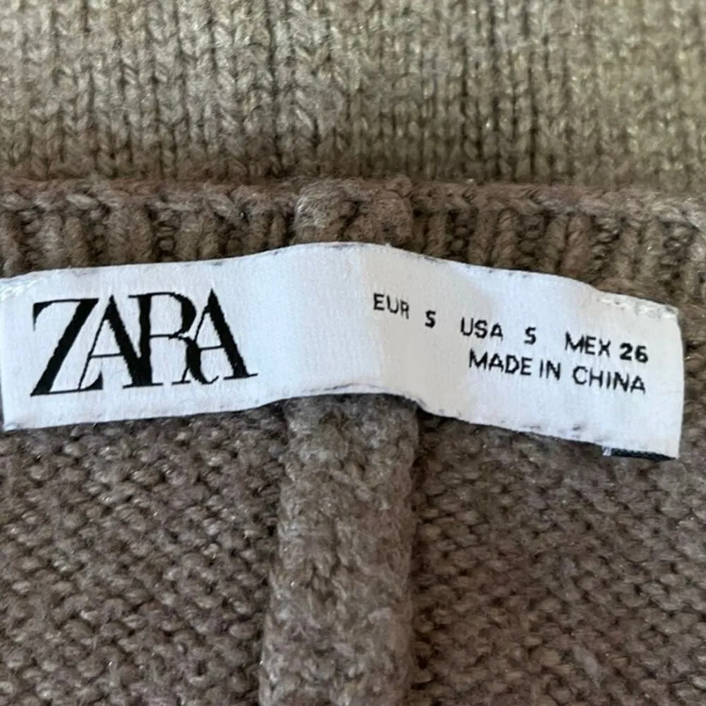 Zara Brown Knit Scoop Neck Stretch Sleeveless Pullover Crop Sweater Tank Top S - Image 3