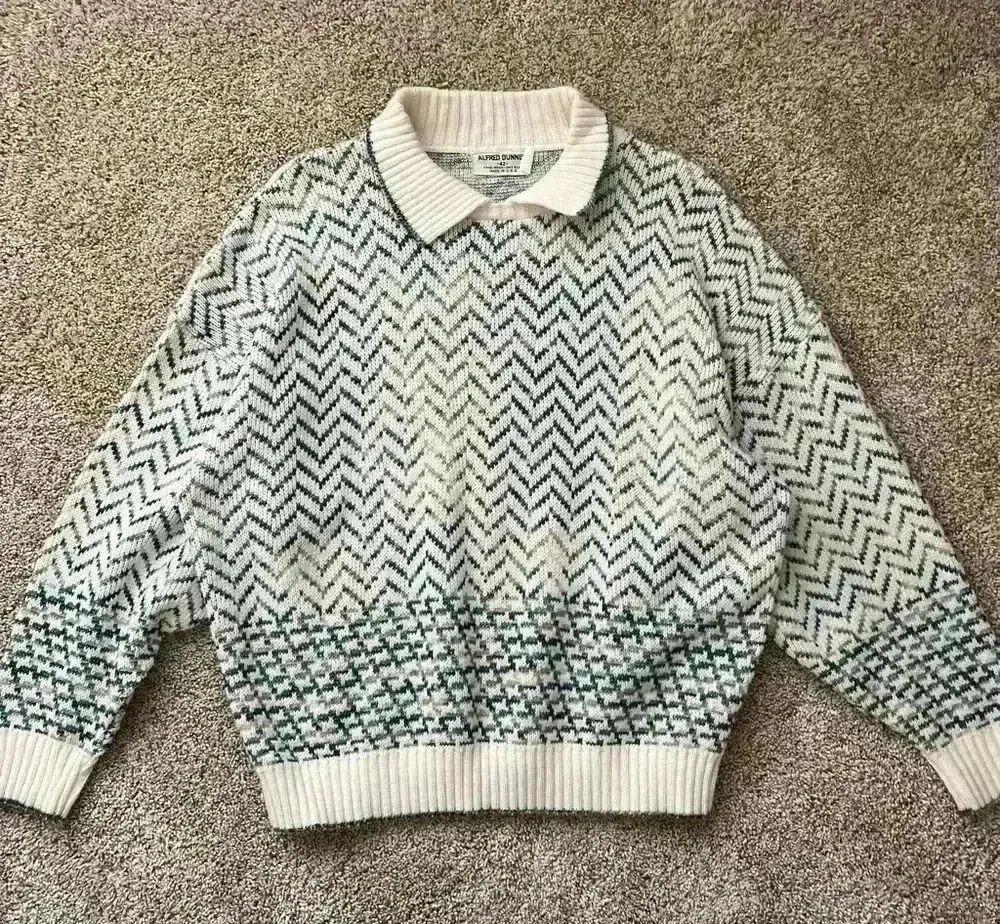 VTG Collared sweater cozy sweater wool blend collared grandpa sweater White Size L - Image 6